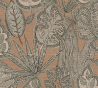Rollos de Papel Tapiz Floral Alemán - Patrón de Hojas Rosa Gris Taupe Marrón Vinilo No Tejido 1005x0.53m Moderno para Cocina y Gimnasio
