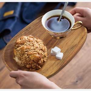 Assiettes à dîner en bois d'acacia Ensembles de 5 plateaux en bois Nettoyage facile et léger pour les collations Desserts Salades de fruits Ovale incassable - Product Image 6