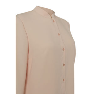 Elegant Crocheted Mandarin Collar <b>Tunic</b>-Breathable Sustainable Solid Top for Work or Day - Product Image 2