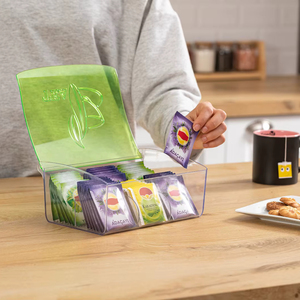 Transparent BPA-Free Durable Rectangle Plastic Eco-Friendly Multifunction Tea Storage <b>Container</b> Injection-Molded Kitchen - Product Image 1
