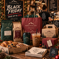 AT PACK Fournitures pour les cafés : gobelets en papier personnalisés, sacs à café, boîtes cadeaux et emballages complets pour cafés
