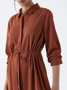 Vestido camisero liso marrón armario - Product Image 3