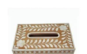 Élégante boîte à mouchoirs en bois incrustée d'os faite à la main support décoratif de qualité supérieure pour les espaces de vie modernes - Product Image 6