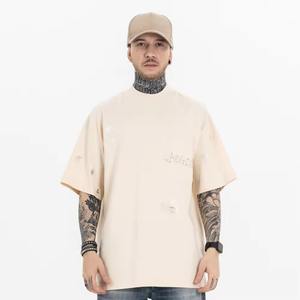 Custom Men Oversized <b>Tshirt</b> Heavyweight with Splashed Ink Print Branded <b>Tshirt</b> <b>Turtleneck</b> Streetwear <b>Tshirts</b> for Men - Product Image 1