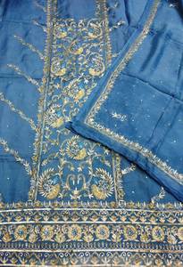 Designer moderne non cousu brodé à la main belle tenue costumes indien mode-avant style traditionnel fait soie indienne - Product Image 2