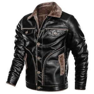 Haute qualité en peau de mouton véritable Bomber veste en cuir hommes moto vestes en cuir couleur noire veste en cuir pour hommes 2026 - Product Image 2