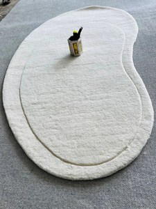 Alfombra de lana 100% con forma de riñón de frijol sólido, alfombra grande ovalada de alta calidad para el suelo del hogar para la sala de estar y el dormitorio - Product Image 3