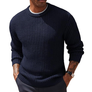 Pull à col rond en tricot texturé élégant pour homme, personnalisé OEM ODM, respirant, séchage rapide, anti-boulochage, décontracté pour le travail, vêtements d'hiver - Product Image 4