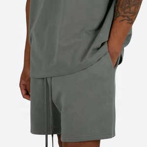 Best Summer Two-Piece Men's Casual Shorts <b>Set</b> Custom Logo Design 100% Cotton Terry Shorts and T-Shirt Breathable Features - Product Image 3