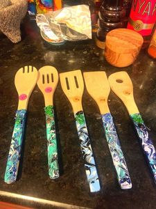 HOTEL Resina y fábrica de madera Cuchara Espátula con y soporte Utensilios de cocina Cocina natural Cuchara de cocina de madera para el mejor - Product Image 6