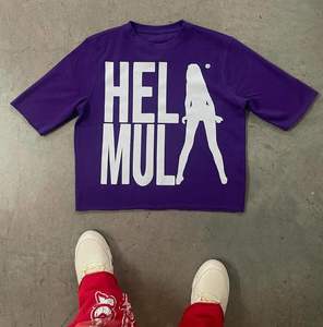 T-shirt court surdimensionné en coton 100% pour hommes, t-shirt graphique décontracté, imprimé en 3D, avec épaules tombantes, tissu tricoté de courte longueur. - Product Image 4