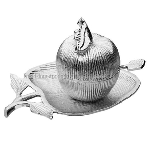 Plato de miel en forma de manzana y manzana, bote de miel extraíble, cuchara, Rosh, hanah, Judaica, cuenco de fruta y bandejas de servicio - Product Image 1
