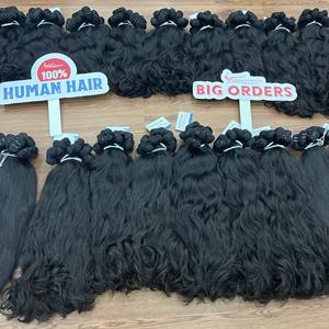 BEST SELLING PRODUCT !! Weft <b>Hair</b> Extension Natural Wavy Unprocessed <b>Hair</b> Bundles 100% Raw <b>Hair</b> No Synthetic No <b>Fiber</b> - Product Image 2