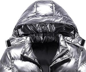 Veste d'hiver à fermeture éclair brillante pour hommes Logo personnalisé Streetwear imperméable Bouffée décontractée Vêtements d'extérieur de haute qualité Couleur personnalisée - Product Image 4