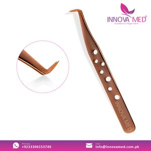 Pince à épiler d'extension de cils droite en acier inoxydable Volume or rose de marque privée pince à cils disponible dans toutes les couleurs - Product Image 2