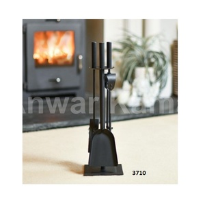 Hot Selling Black Metal Fireplace <b>Tools</b> Set 3 Pieces Wrought Iron <b>Fire</b> Place Pit Poker Holder - Product Image 4