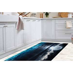 Tapis imprimé Lune au-dessus de la mer - Tapis antidérapant style ferme, avec poils doux - Product Image 4