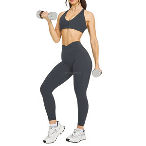 Leggings de sport pour femme à taille haute croisée en V, effet ventre plat, sensation seconde peau, anti-transparence lors des squats, pour le yoga et l'entraînement - Product Image 4