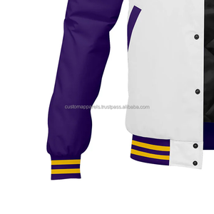 Custom <b>Varsity</b> <b>Jacket</b> Embroidered Logo Stand Front Wool Body Windproof Breathable Summer Custom Branded Production - Product Image 6