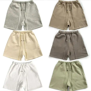 Shorts en molleton de coton épais pour hommes, couleur unie, décontractés, pour la salle de sport, avec cordon de serrage à la taille, coupe ample, bas de vêtements streetwear - Product Image 1
