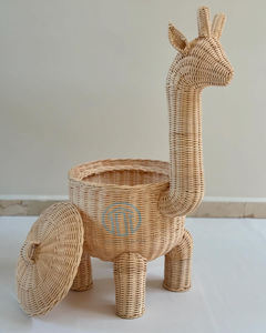 Giraffe <b>Shaped</b> Storage Basket Eco-friendly Rattan <b>Toys</b> Baskets Rattan Basket for Kid's Room Made in Vietnam with Wholesale Price - Product Image 1