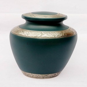 Urnes et pots de crémation en aluminium moulé plaqué argent brillant poli miroir Feuilles et fleurs gravées Fancy Designer Human Ashes - Product Image 4