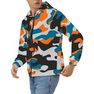 Sweat-shirt à capuche zippé surdimensionné pour homme, personnalisé, entièrement imprimé, en polaire 100 % polyester épais 300 g/m², respirant et écologique - Product Image 4