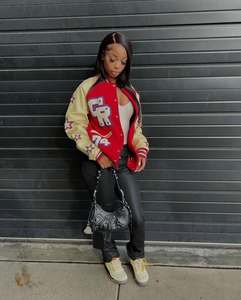 แจ็กเก็ตเบสบอลไซส์ใหญ่พิเศษสำหรับผู้หญิง, แจ็กเก็ตสไตล์สตรีทสไตล์สตรีทฤดูหนาวกลางแจ้งเสื้อแจ็คเก็ตเลตเทอร์แมนสำหรับผู้ชาย - Product Image 2