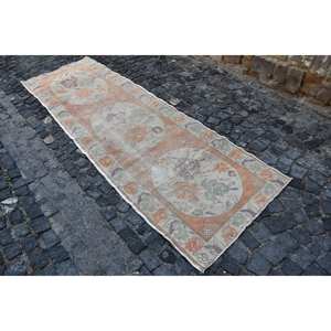 Tapis Vintage en Laine Turque Orange Vert Patchwork Design 32X10 pieds Technique de tissage plat pour Salon Décor Voiture Utilisation Latex - Product Image 3