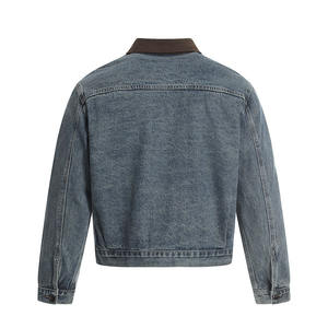 Vente en gros de vestes en jean vintage pour hommes, de haute qualité, délavées, à épaules tombantes, coupe courte, style streetwear ample - Product Image 2