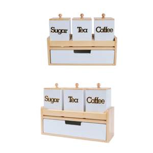 Aesthetic Wooden <b>Jar</b> <b>Set</b> Natural Storage Containers for Kitchen, Coffee, or <b>Spices</b> - Product Image 3