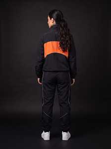Ensemble coupe-vent noir et orange, veste et pantalon de survêtement en nylon avec logo personnalisé OEM, fabricant unisexe - Product Image 2