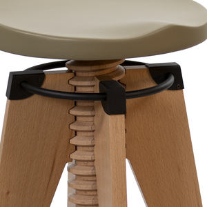 Tabouret en bois vert Burgu, hauteur réglable, assise en bois massif, pieds en métal, options de couleur pour la maison et le bureau - Product Image 4