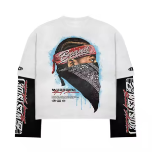 เสื้อยืดผู้ชายพิมพ์ลายโลโก้แฟชั่นใหม่ คุณภาพดีเยี่ยม ผ้าฝ้าย 100% แขนยาวสองชั้น ทรงปกติ สีพื้น - Product Image 3