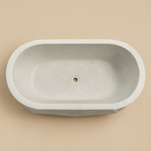 Baignoire autoportante ovale à surface solide-Baignoire en résine de pierre mate lisse pour salles de bain - Product Image 3