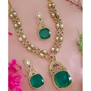 Stylish Best Quality Gold Plated Stones Look <b>Necklace</b> <b>Set</b> With Earrings <b>Wedding</b> Wear Collection For Women - Product Image 1