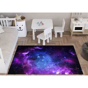 Tapis Ciel Étoilé : Paysage Galactique Violet, Tapis d'appoint Antidérapant, Tapis en Chenille - Product Image 4