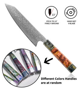 Venta al por mayor de alta calidad OEM ODM servicio logotipo personalizado Damasco cuchillo con mango de madera de color aleatorio Damasco Chef cuchillo de cocina - Product Image 5