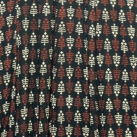 Robe pour femmes en rayonne noire à imprimé floral Ajrakh, inspirée de Kali, manches 3/4 |   Vêtements décontractés ethniques de style A-Line