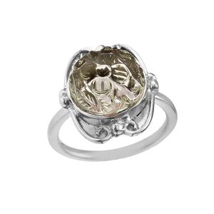 Anillo de eternidad bohemio de Plata de Ley 925 con ajuste de bisel clásico de amatista verde joyería fina - Product Image 4