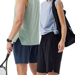 Pantalones cortos de gimnasio para hombre de alta calidad al por mayor, nuevo diseño, elásticos en 4 direcciones, transpirables, secado rápido, cintura media, estilo informal, gris sólido - Product Image 2