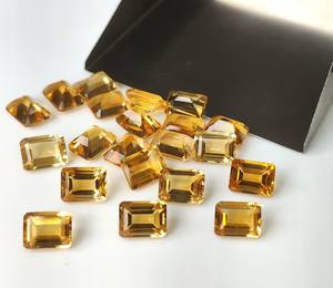 อัญมณีสีเหลืองมะนาวธรรมชาติทำด้วยมือ3x5mm-10x12mm อัญมณีสีเหลืองแปดเหลี่ยมตัดเหลี่ยมเพชรพลอยหลวมสำหรับทำเครื่องประดับ - Product Image 4