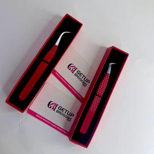 GETUP BROSONS IMPEX Russian Volume Eyelash Tweezers Stainless Steel Curved Silver Tip Anti-Magnetic Anti-Static Perfect Grip - Product Image 3