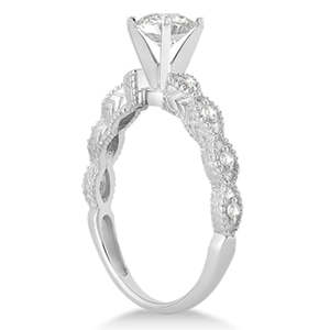 14k White <b>Gold</b> Marquise Antique Style Diamond Bridal <b>Set</b> 0.58ct Diamond <b>Rings</b> - Product Image 2