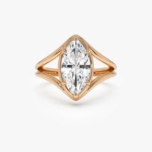 แหวนหมั้นเพชรทรงมาร์คีส์เจียระไนแบบแยกก้าน 2.00 กะรัต E-F VS ทอง 14K สำหรับงานแต่งงาน งานหมั้น และงานเลี้ยง - Product Image 2