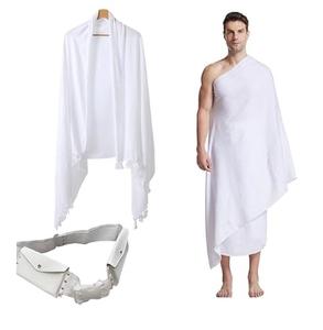 Plaine Blanc Blanc Couleur Prière Ramadan Porter Hajj Et Omra Ihrams Pour Hommes 2Pcs Respirant Prier Namaz Ehram Ihram Respirant - Product Image 5