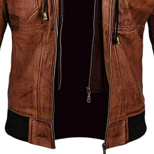 Factory Outlet Estilo de lujo Chaqueta de cuero de motorista de moda para hombres Chaqueta de moto transpirable y de cuero de vaca original para hombres - Product Image 5