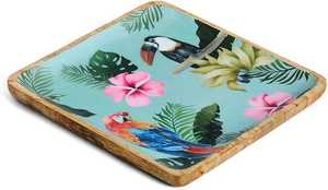 Assiette carrée en bois d'acacia Chargeur Déjeuner Dîner Assiette à manger Plateau de service en bois de manguier Tourmaline Plateau rectangulaire fabriqué à la main - Product Image 3