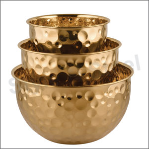 Ensemble de 3 bols dorés en acier inoxydable avec martelage Ensemble de bols à mélanger en gros Ensemble de bols à salade - Product Image 1