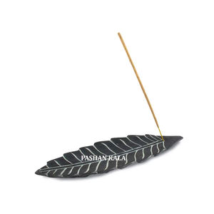 Quemador de incienso tallado en forma de hoja de esteatita Natural con estilo más nuevo para la decoración del hogar y el templo y el propósito de Adoración - Product Image 1